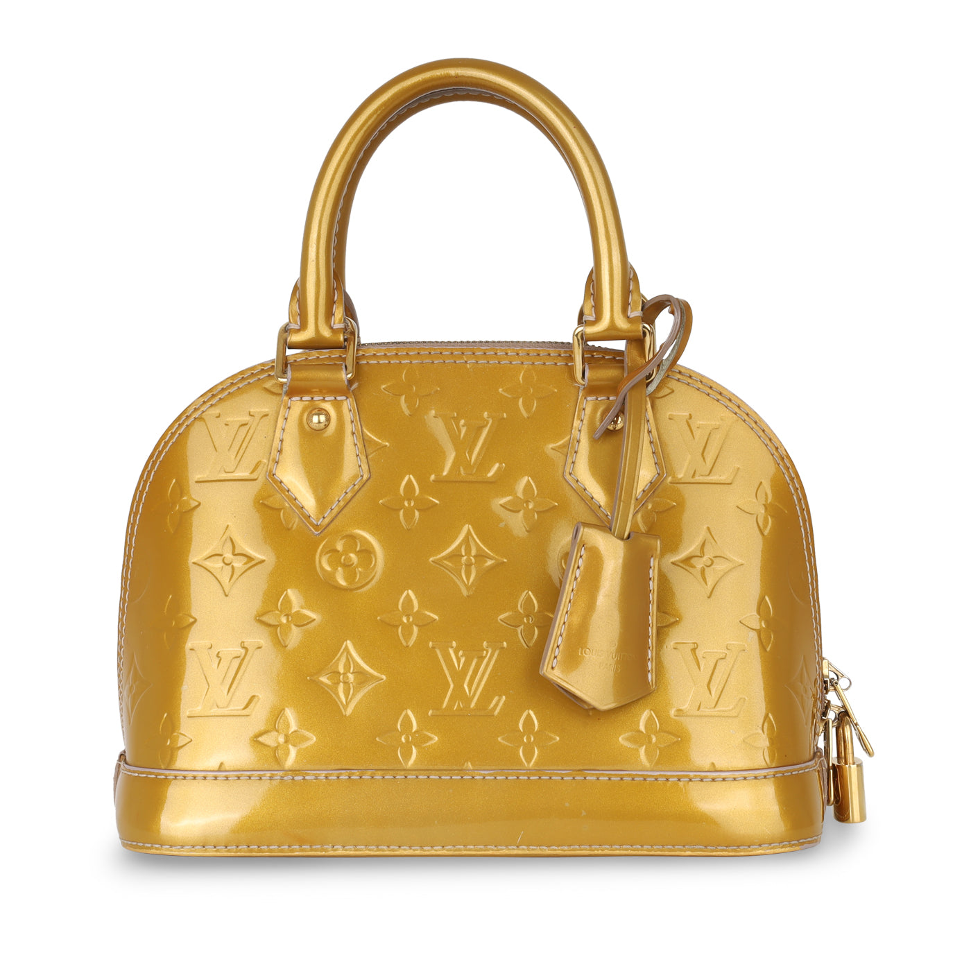 Gold Louis Vuitton Monogram Vernis Alma BB Satchel
