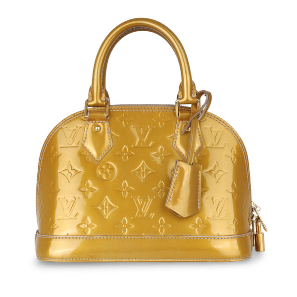 Louis Vuitton Gold Monogram Vernis Miroir Alma GM Dome Bag Leather White  gold ref.372231 - Joli Closet