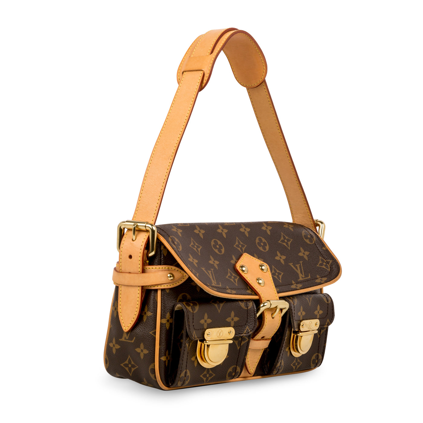 Louis Vuitton Monogram Canvas Hudson PM Shoulder Bag Handbag Pockets w/ Dust  Bag