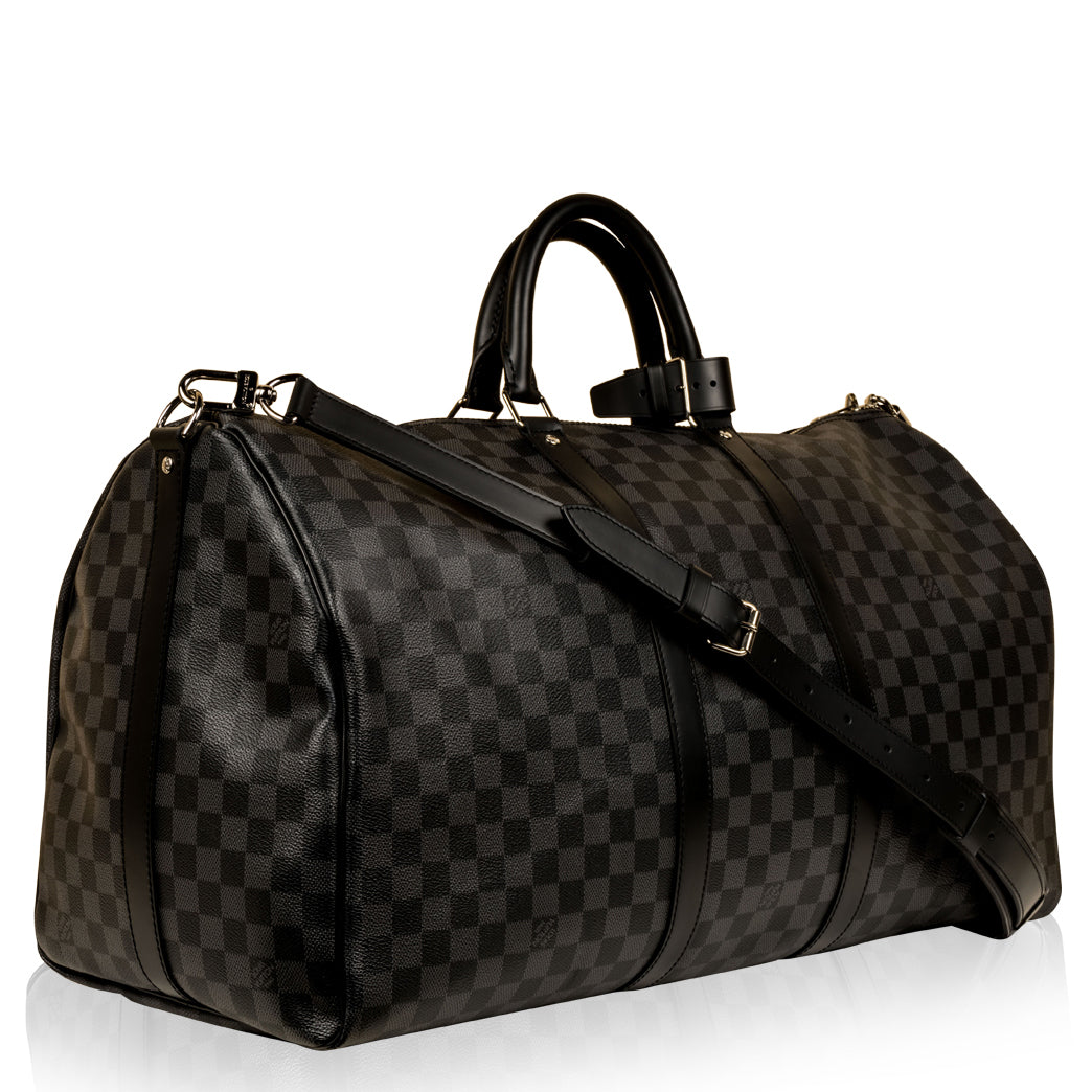 Louis Vuitton Keepall Bandouliere Bag Damier Graphite 45 For Sale