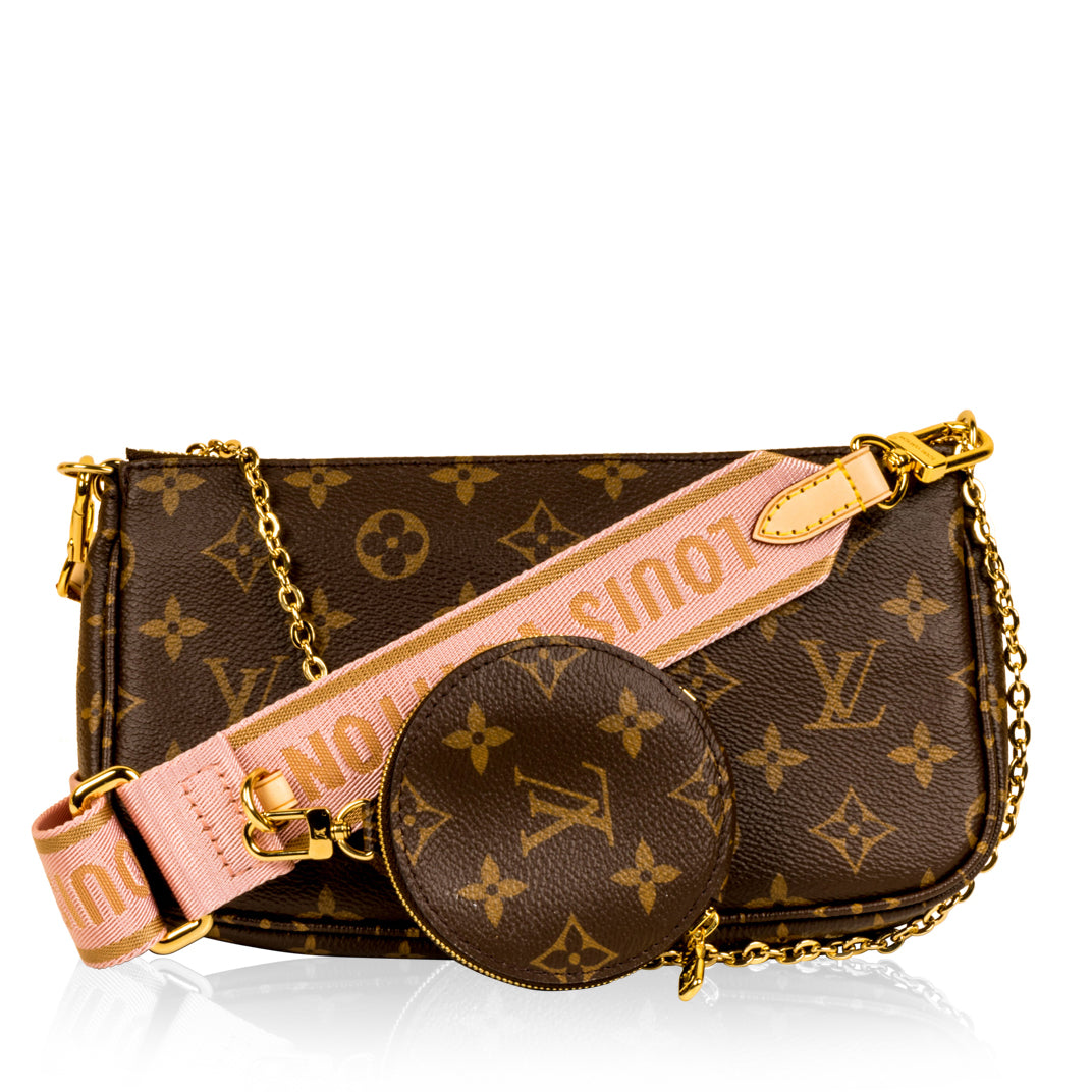 Louis Vuitton - Authenticated Multi Pochette Accessoires Handbag - Cloth Brown Plain For Woman, Very Good condition