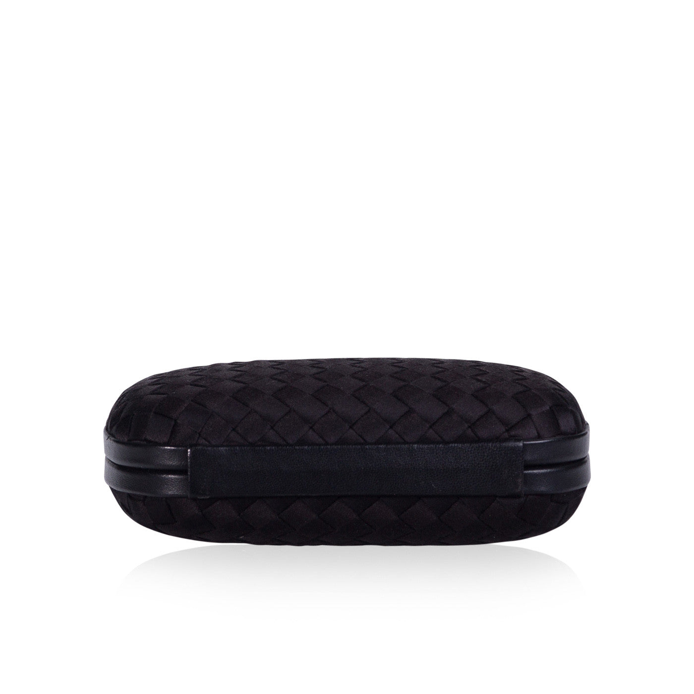 BOTTEGA VENETA Satin Intreccio Knot Clutch Nero Black 178484