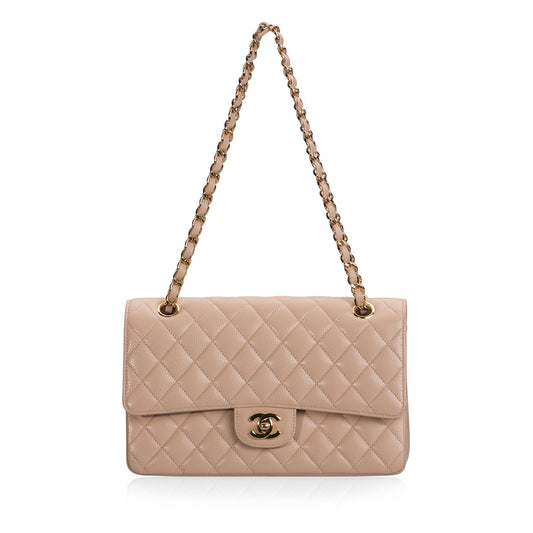 Beige Caviar Classic Flap Bag