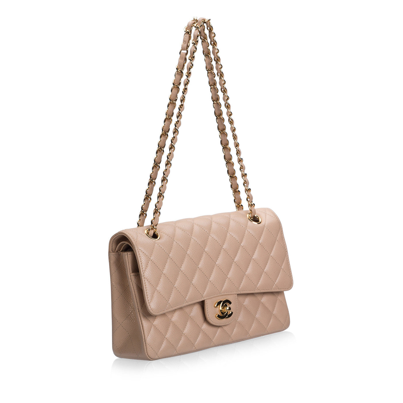 Beige Caviar Classic Flap Bag