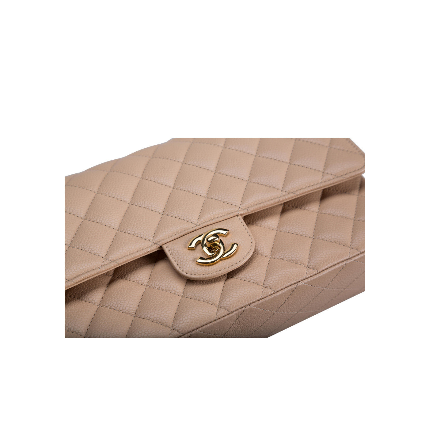 Beige Caviar Classic Flap Bag