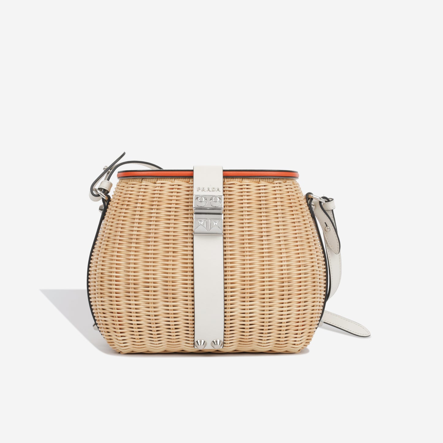 Prada Modillino Wicker Shoulder Bag Beige SHW – Bagista