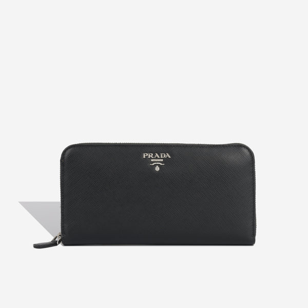【美品】PRADA SAFFIANO LEATHER WALLET Prada - Saffiano Wallet - Black Leather SHW - Pre Loved – Bagista