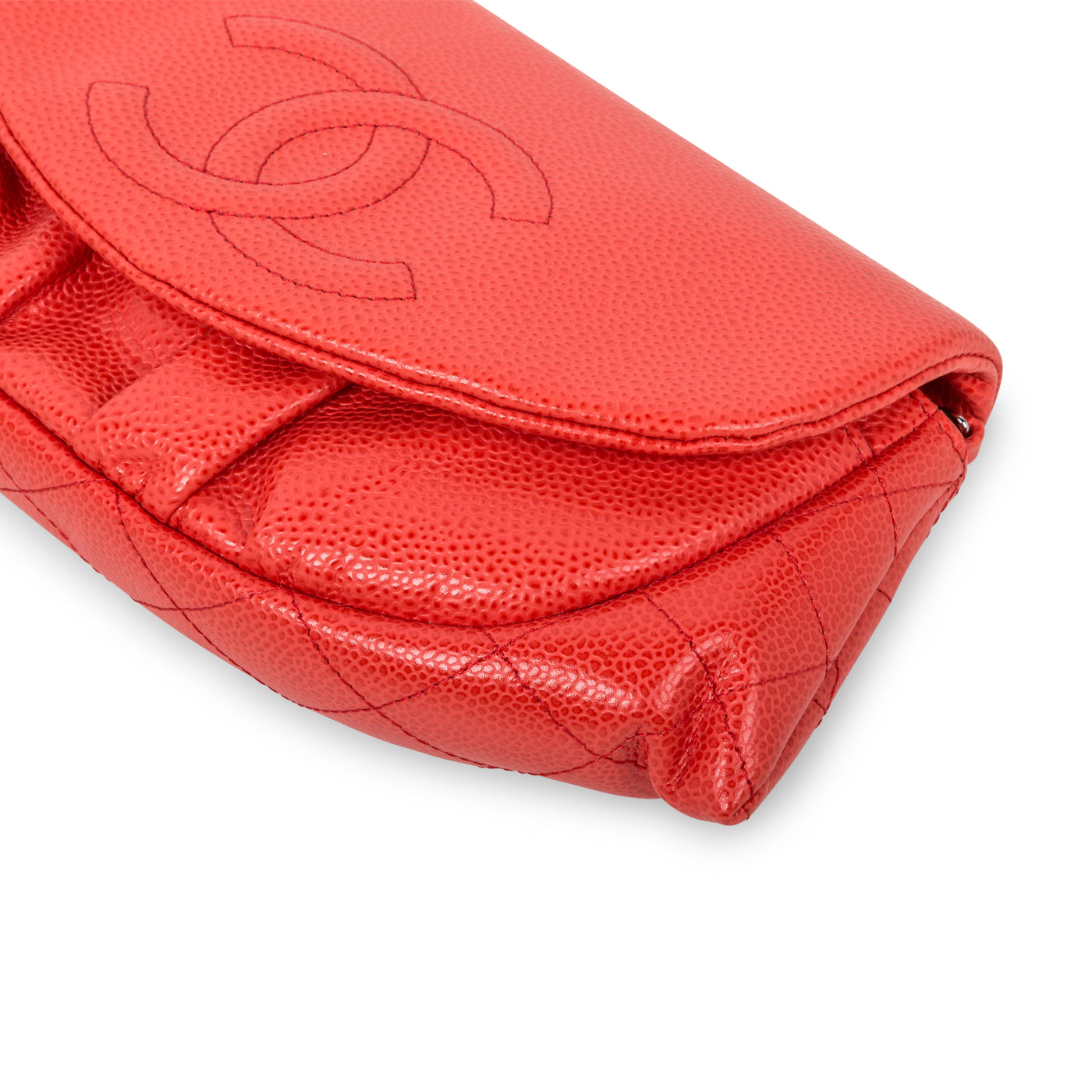 Chanel - Half Moon Wallet on Chain - Coral Red - Full Set