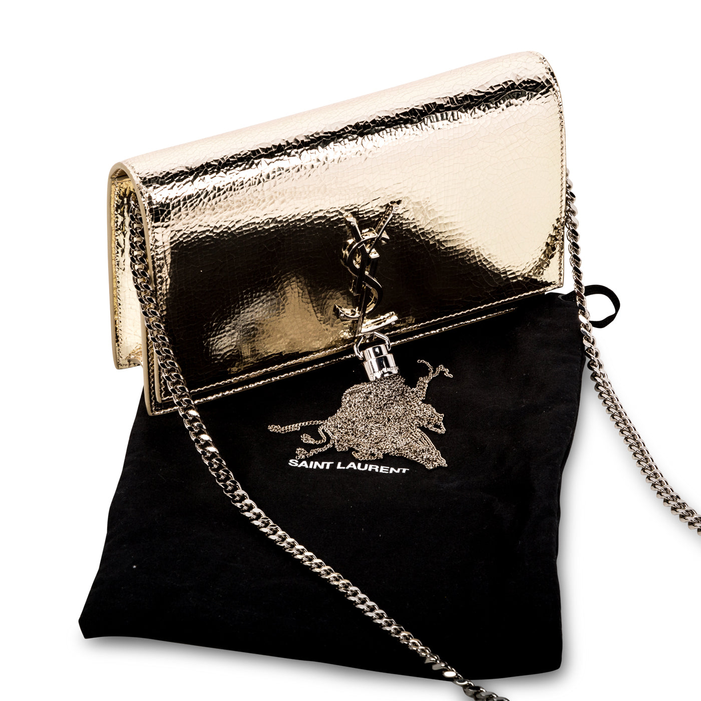 Saint Laurent Kate Metallic YSL Tassel Shoulder Bag