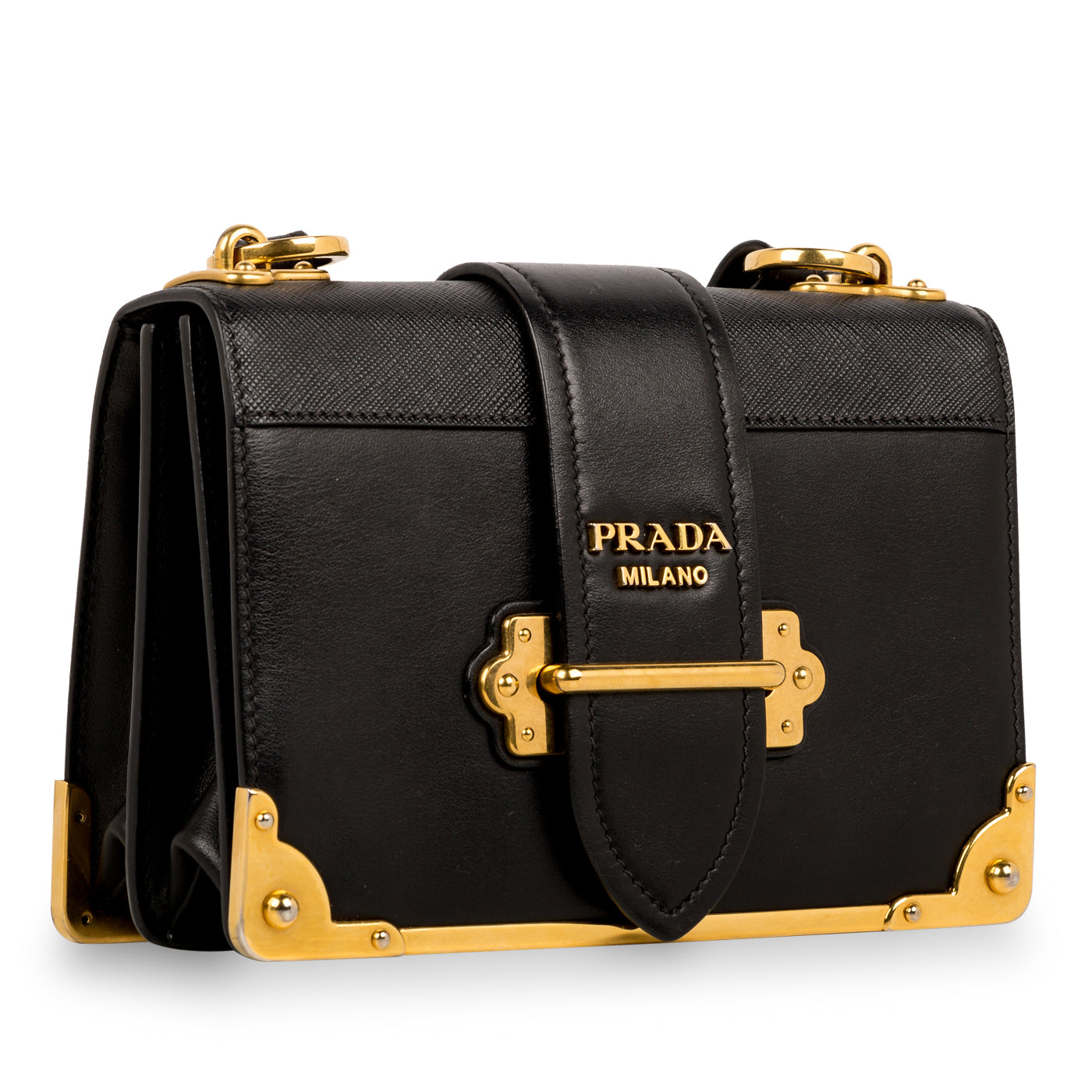 Prada Leather Cahier Bag in Black