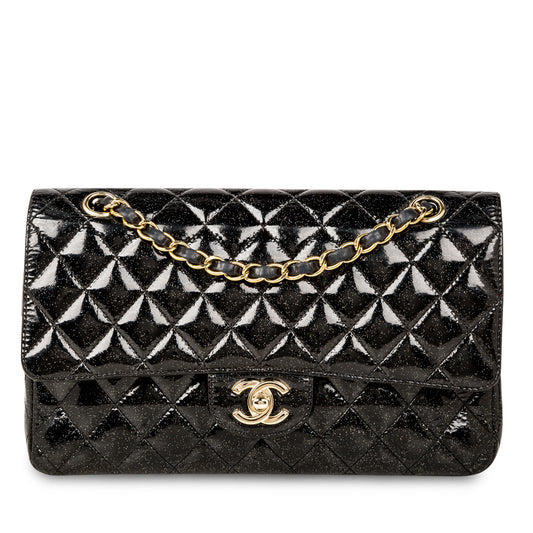 Classic Flap Bag - Medium - Patent Black Glitter