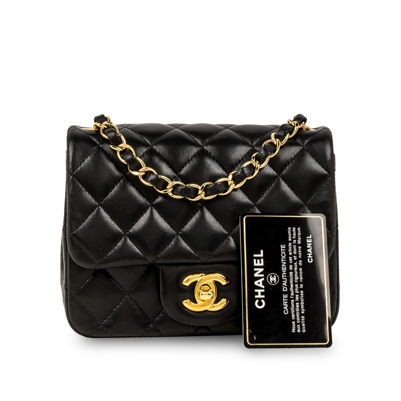 Chanel Lambskin Quilted Mini Square Flap Black Bag