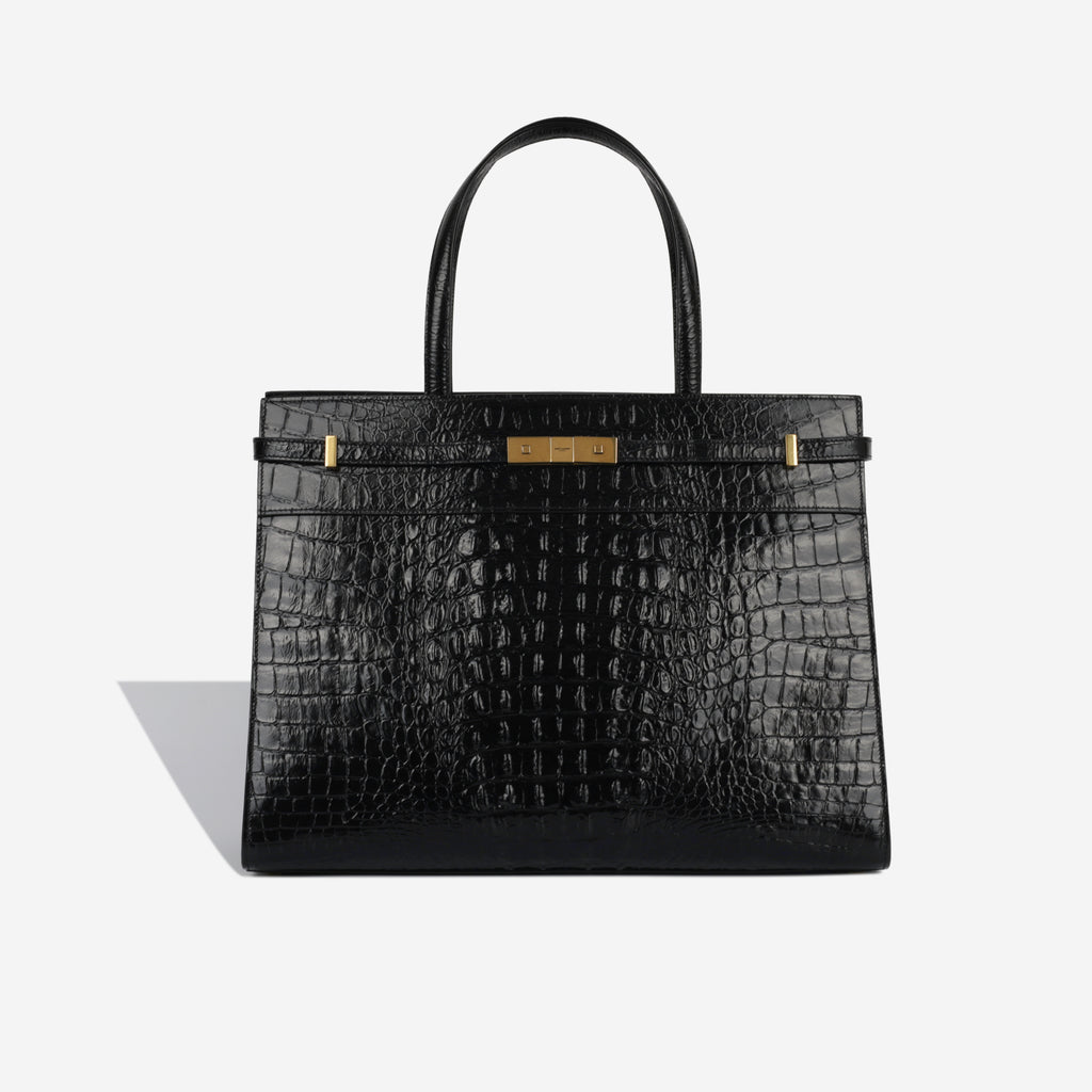 Saint Laurent Manhattan Shoulder Bag Black Croc Embossed GHW saint-laurent-manhattan-shoulder-bag-black-croc-embossed-ghw