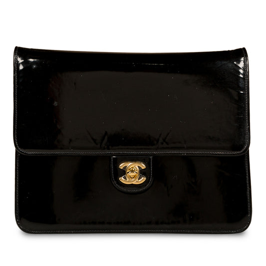 Classic Clutch on Chain - Patent Black