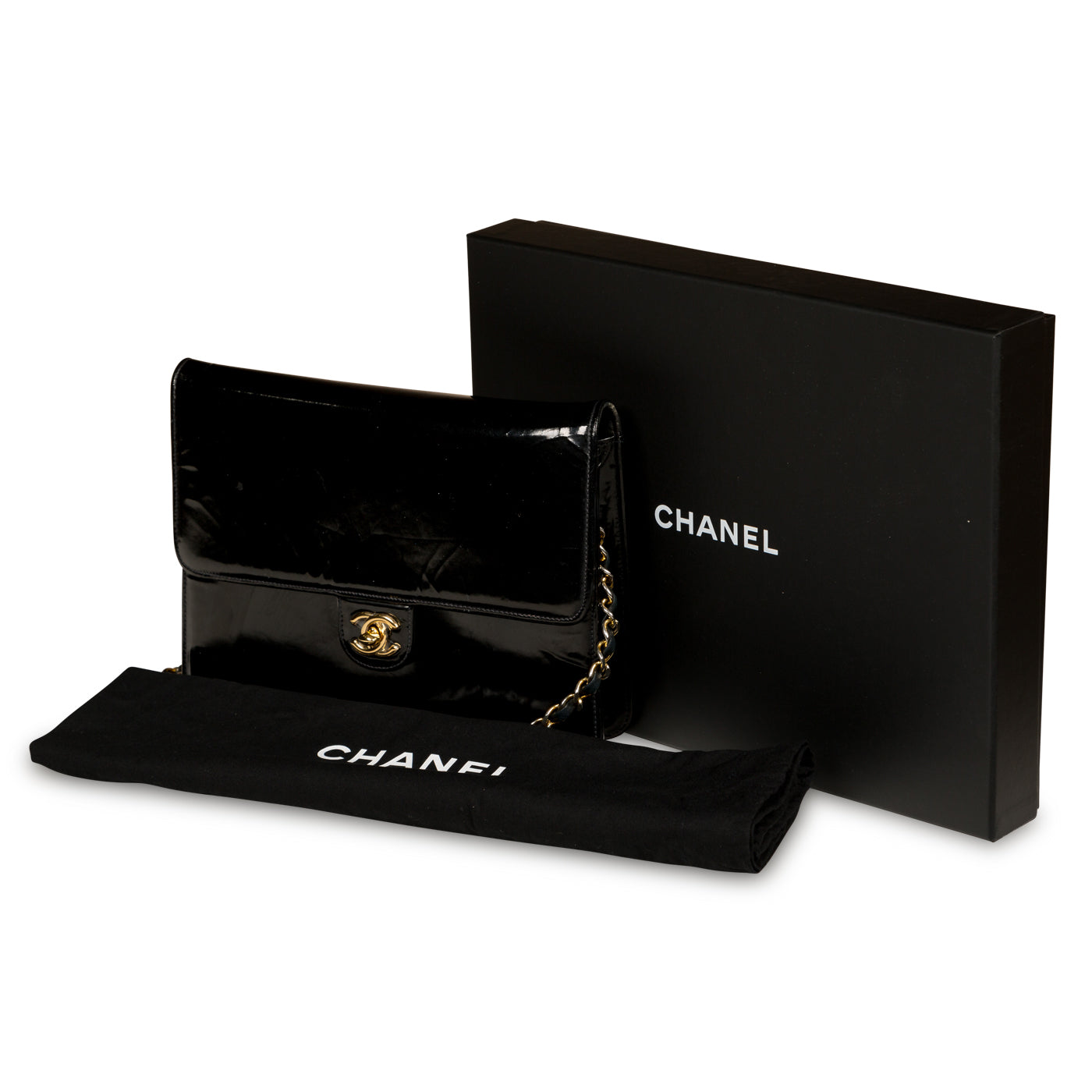 Classic Clutch on Chain - Patent Black