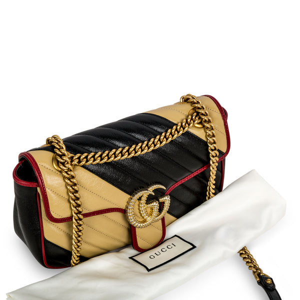 GG Striped Marmont Bag - Small