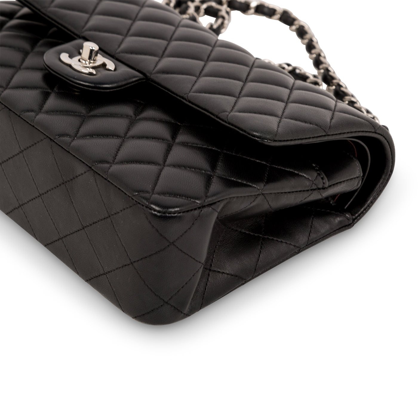 Chanel - Classic Flap Bag Medium - Black Lambskin - SHW - Pre