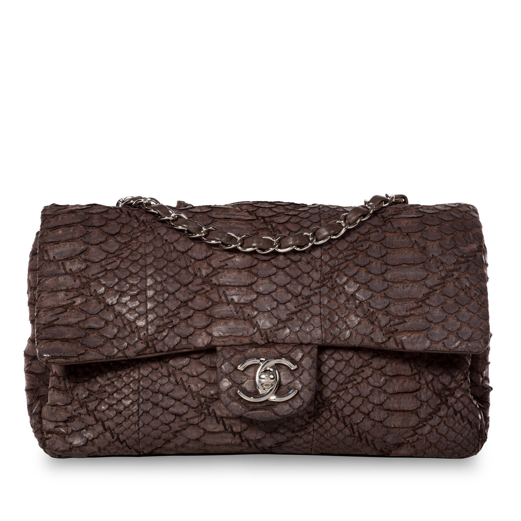 Python Chanel Pouch Chanel - Python Flap Bag - Brown - Vintage | Bagista