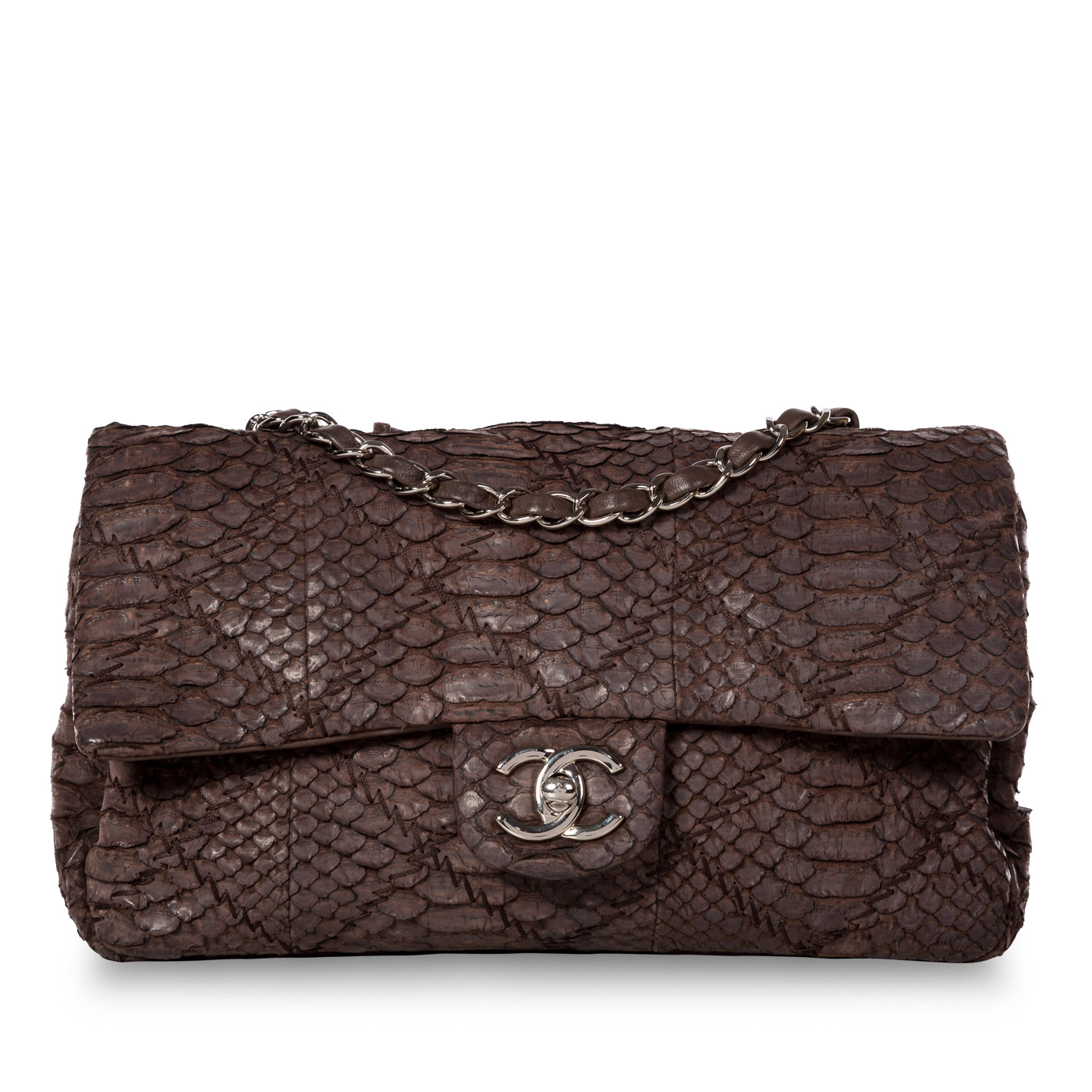 Chanel - Python Flap Bag - Brown - Vintage