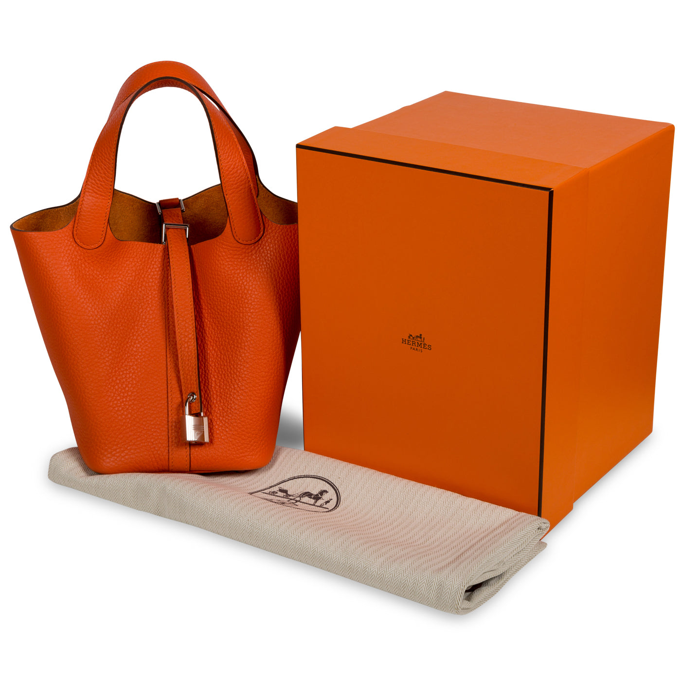 Hermès Picotin 18 Taurillon Clemence Orange PHW - Kaialux