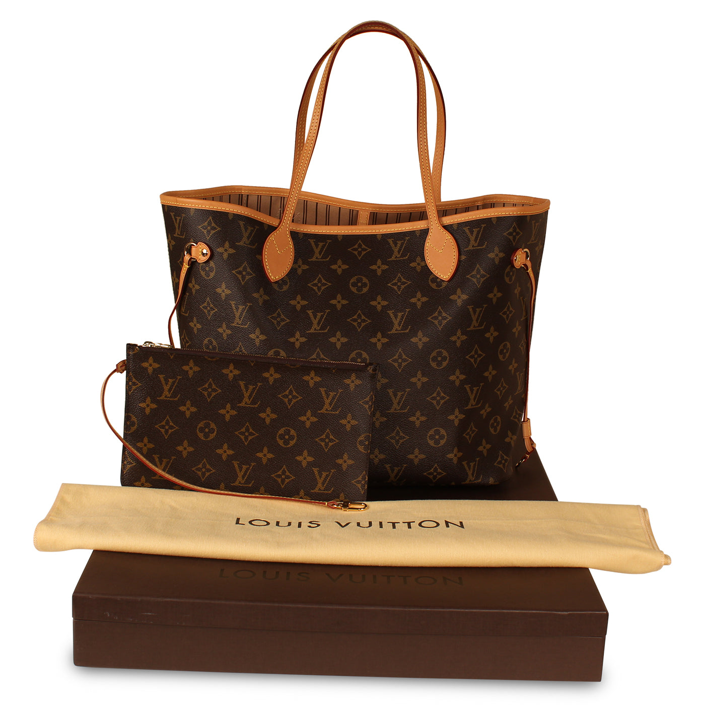 Louis Vuitton Neverfull Mm Tote Piment Orange with Pouch Brown