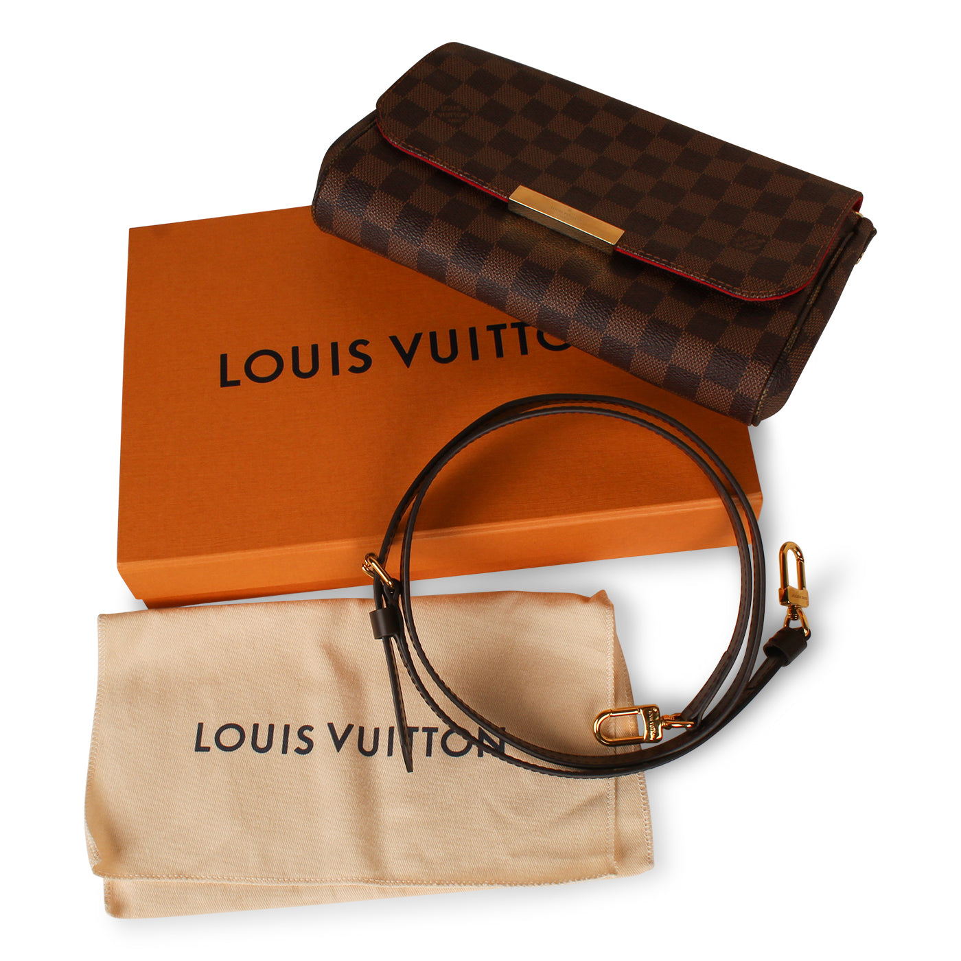 Louis Vuitton Favorite Damier Ebene MM Red Lining