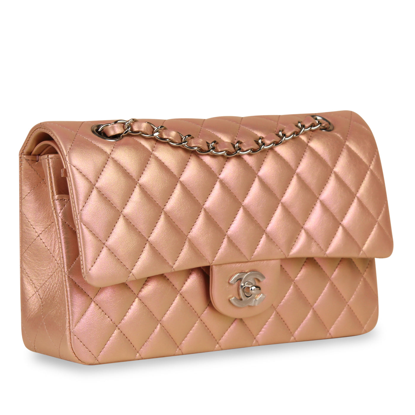 Chanel Classic Pearly Iridescent Pink 19S  Designer WishBags