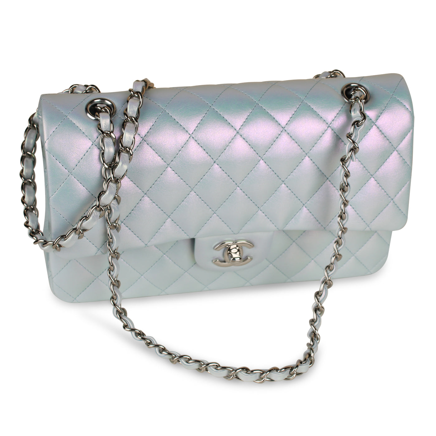Chanel - Classic Flap Bag - Medium - Iridescent Blue - 2021