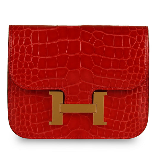 Mini Constance Croco Pouch - Red Nilo