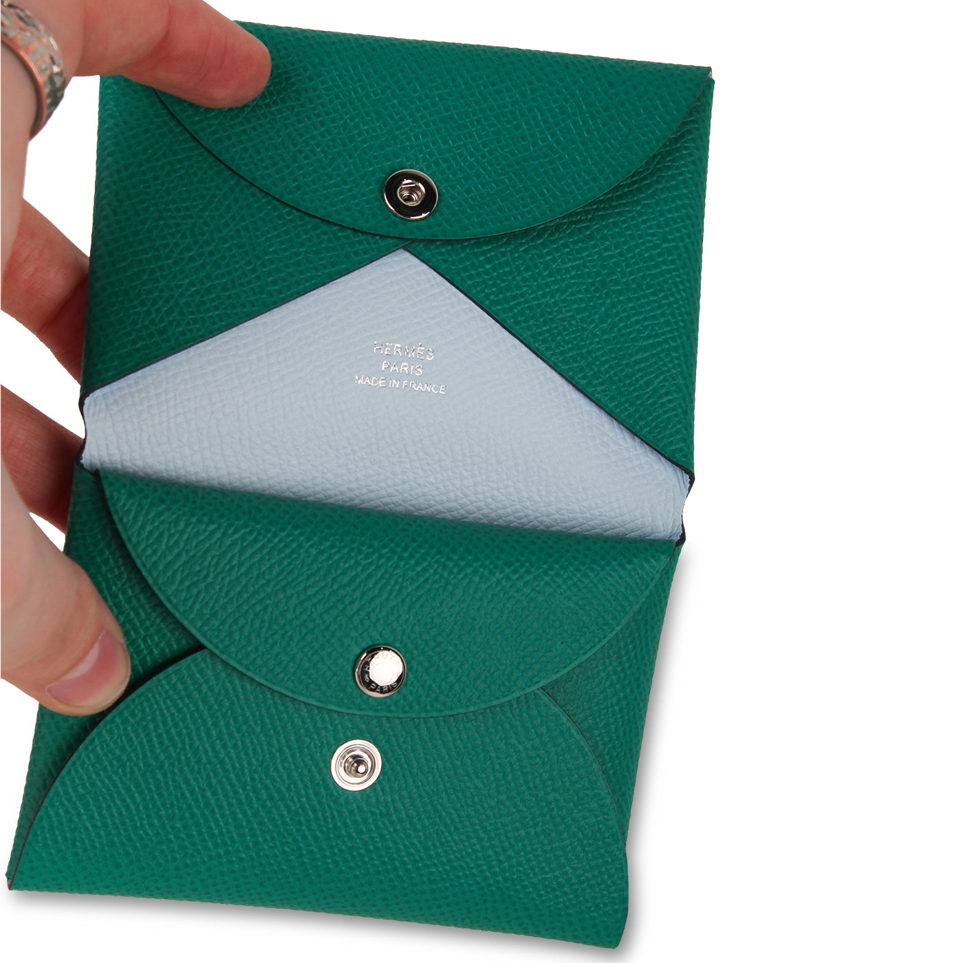 Hermes - Calvi Card Holder - Jade Green - Brand New