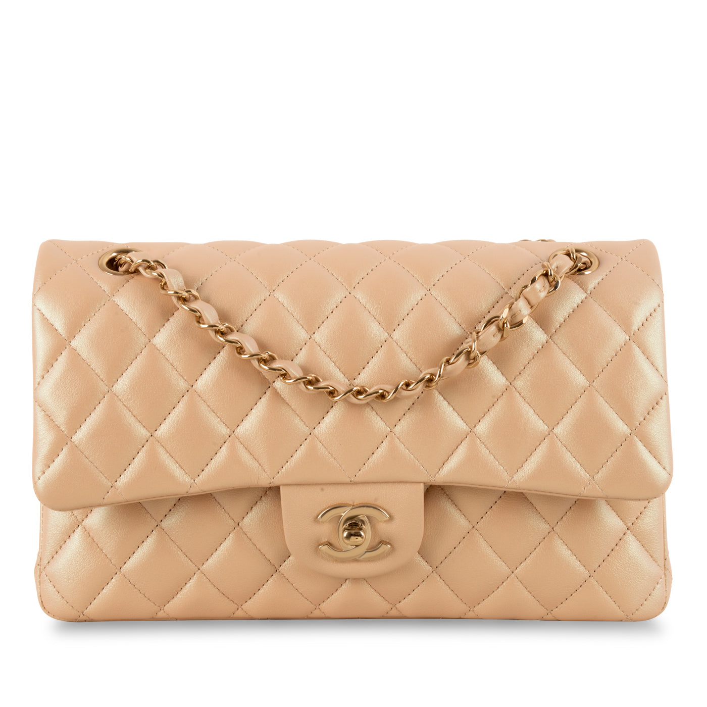 2022 Year CHANEL Classic Iridescent Lambskin Quilted Medium Double Fla