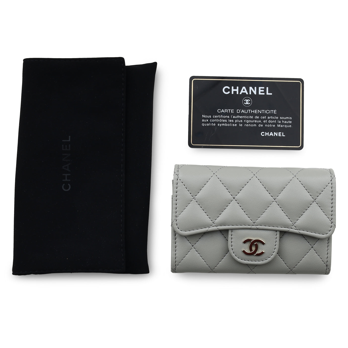 Chanel - Classic Card Holder - Grey Lambskin - CGHW - Unused