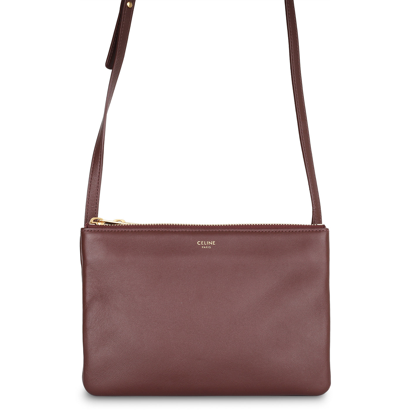 Celine trio cheap bag burgundy