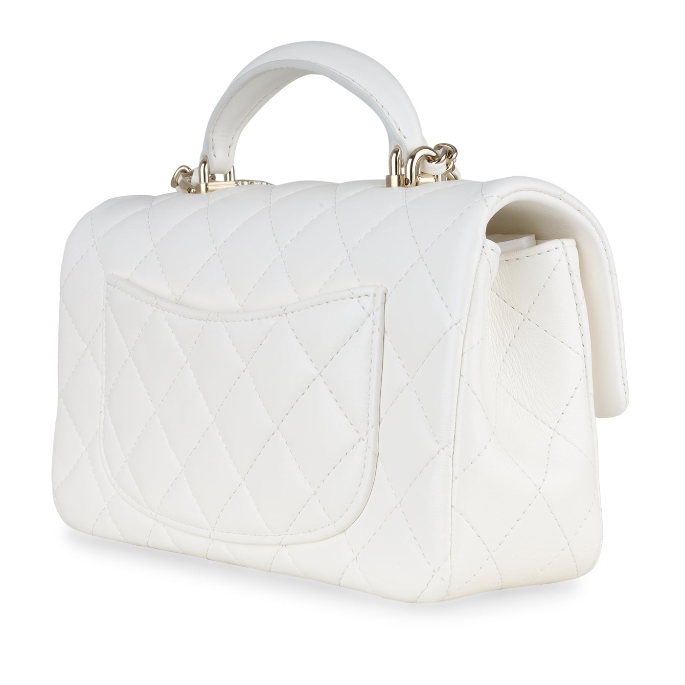 Chanel Small Classic Flap White GHW - Designer WishBags