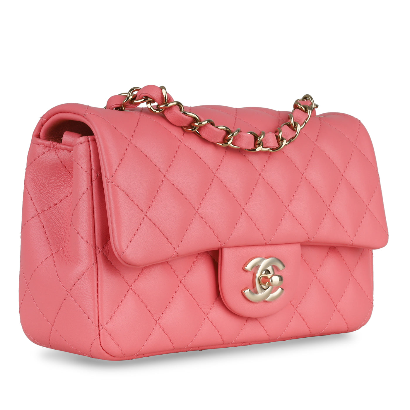 NIB 22C Chanel Pearl Crush Square Mini Flap Bag GHW Peachy, 57% OFF