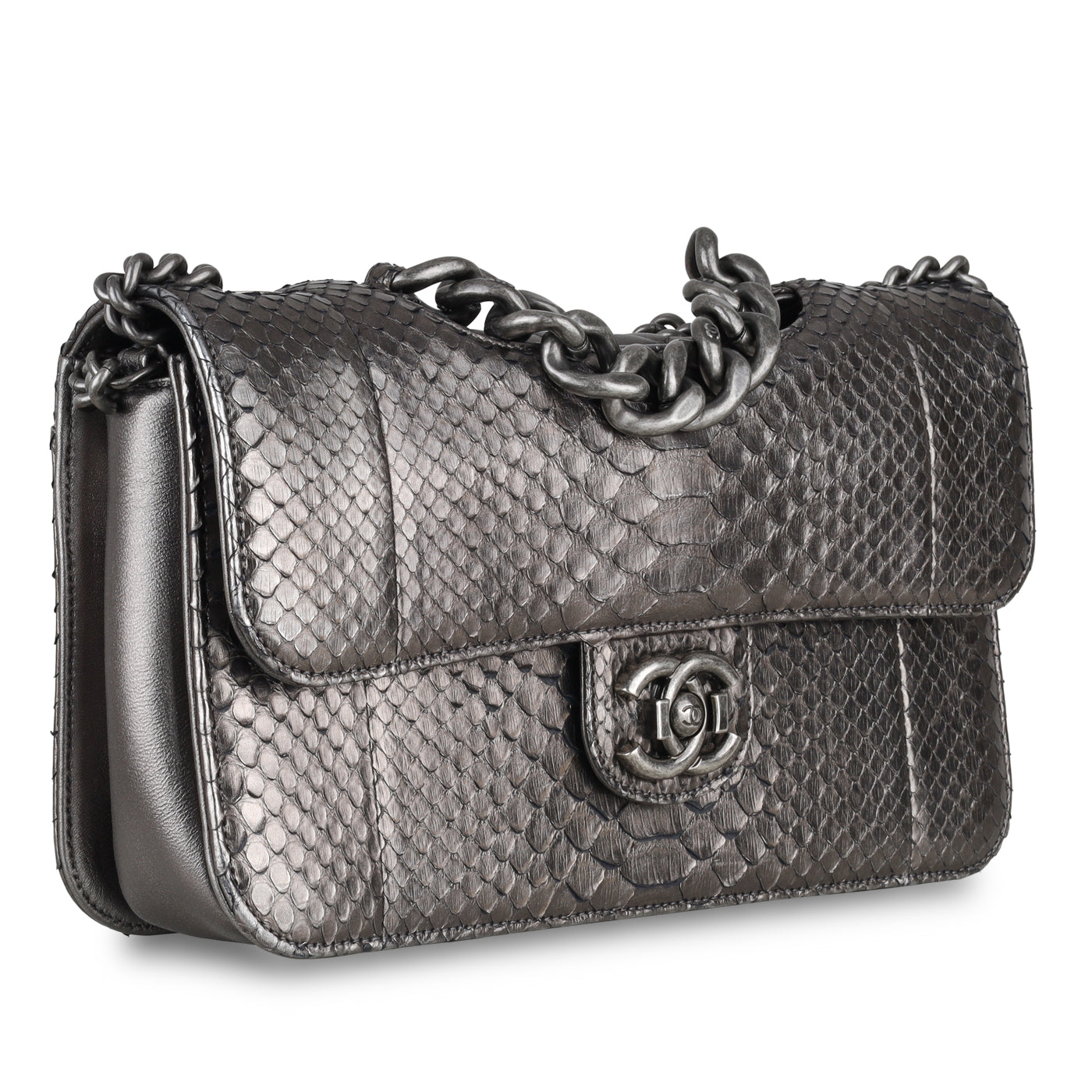 Python Flap Bag - Metallic