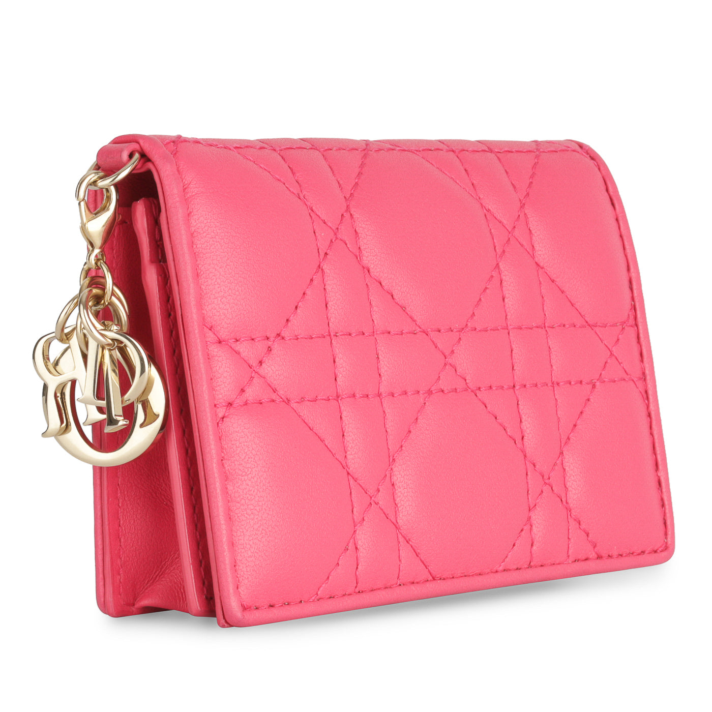 Dior Mini Lady Dior Wallet Hot Pink CGHW Immaculate – Bagista