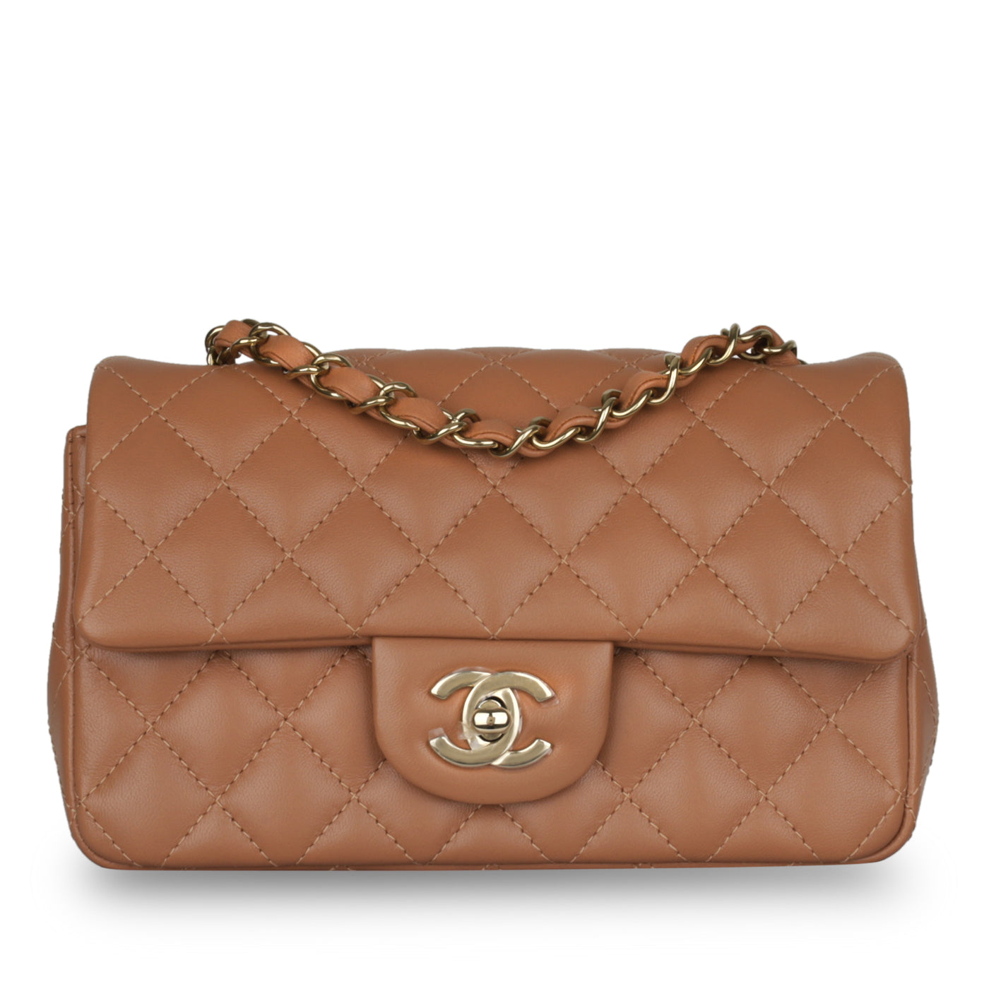Chanel - Mini Rectangular Classic Flap Bag - Caramel Lambskin