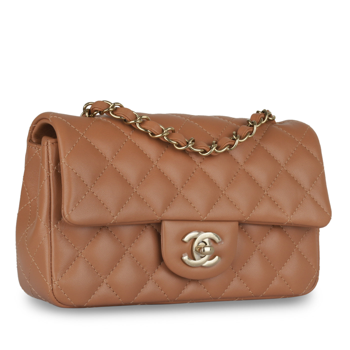 23P Caramel Chanel Mini Flap with top handle, Luxury, Bags