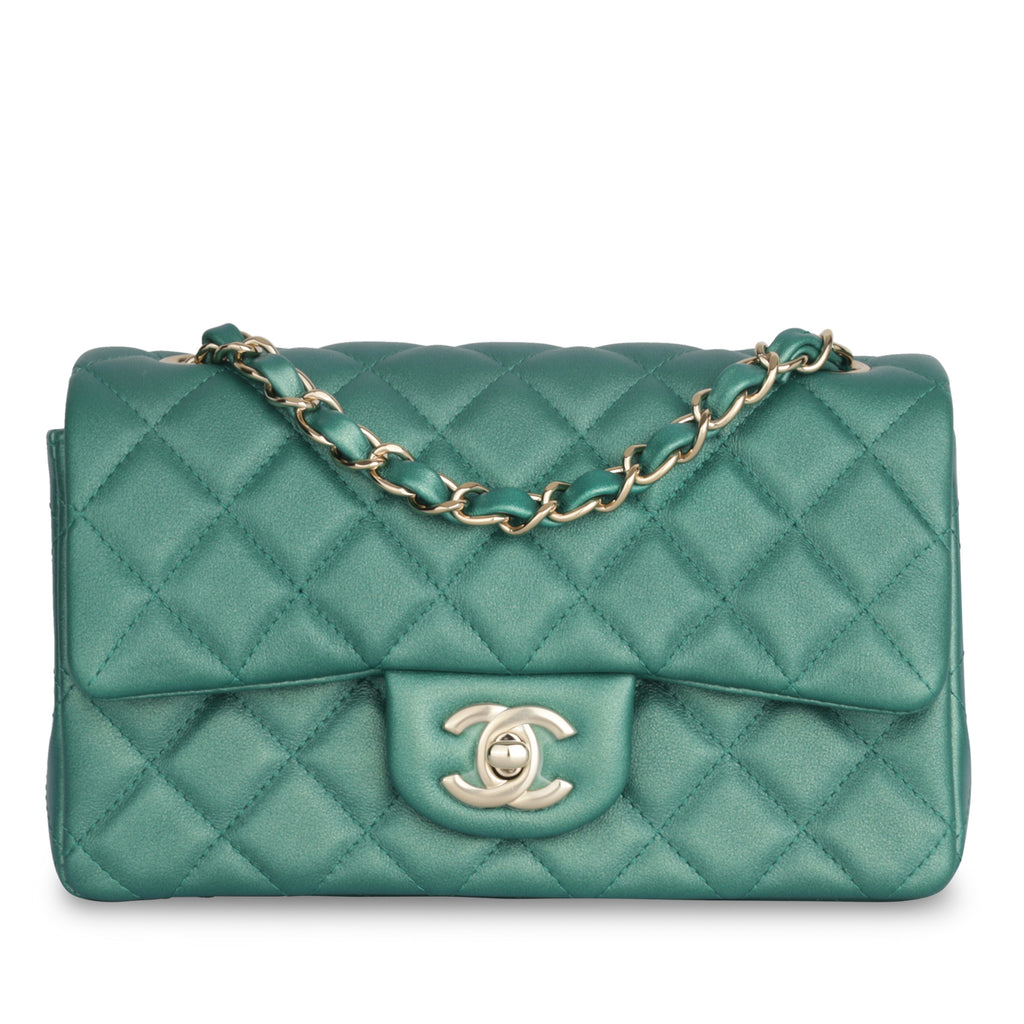 Chanel Green Caviar Classic Mini Rectangular Flap Bag | Dearluxe