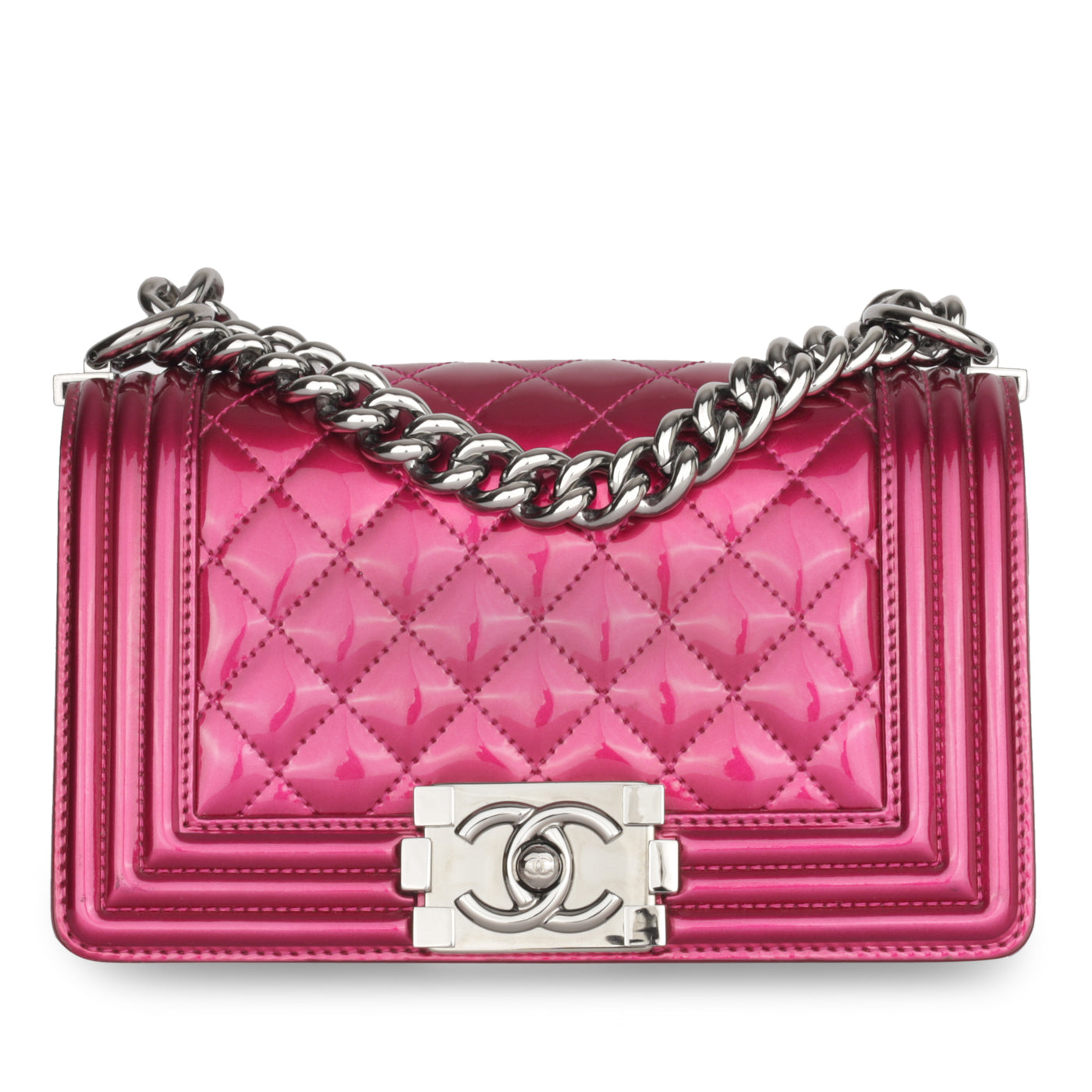 Chanel patent cheap boy bag