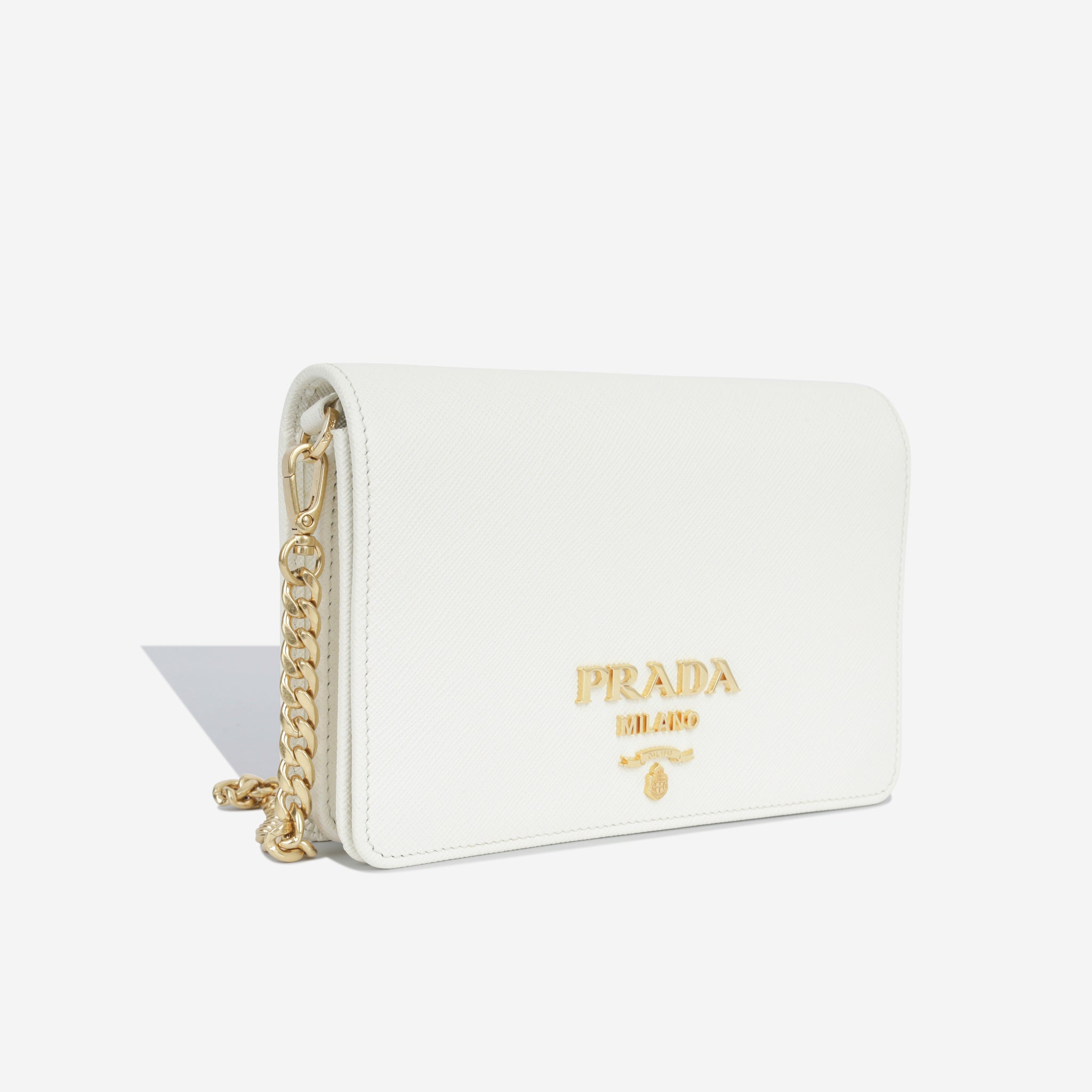PRADA Saffiano long wallet in white leather