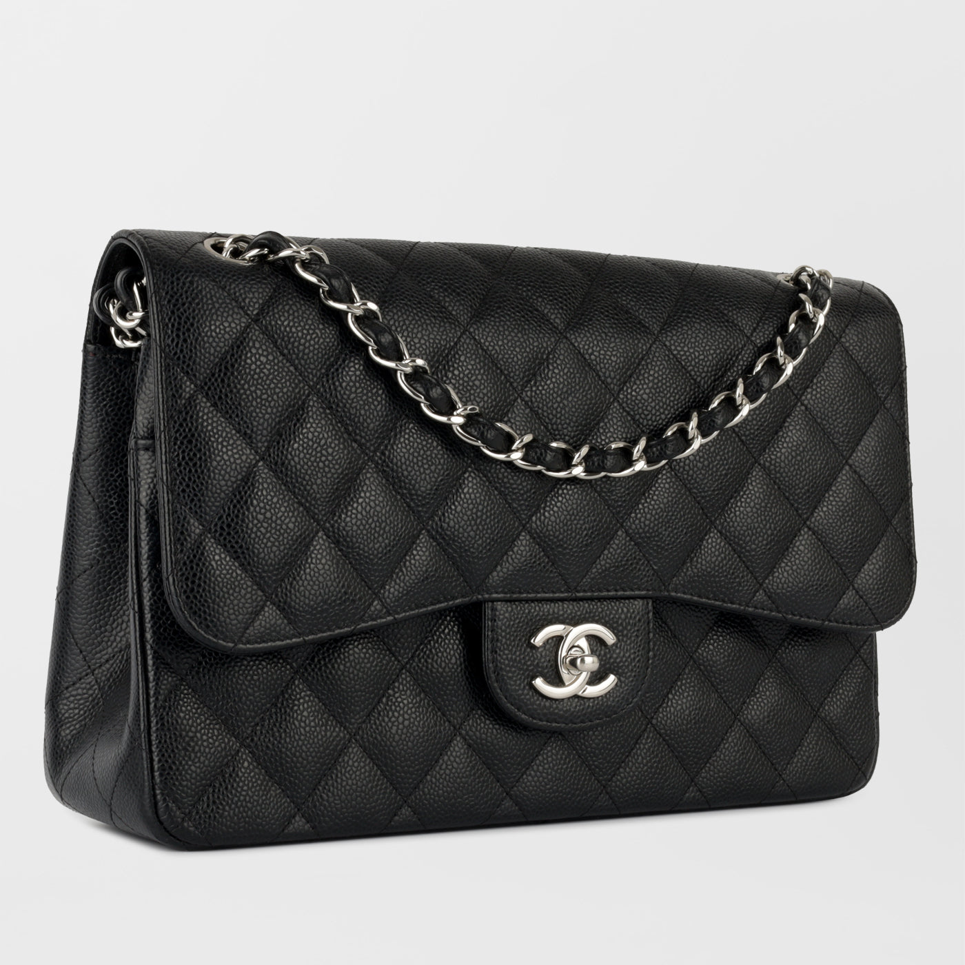 Chanel - Classic Flap Bag - Jumbo - Black Lambskin - SHW