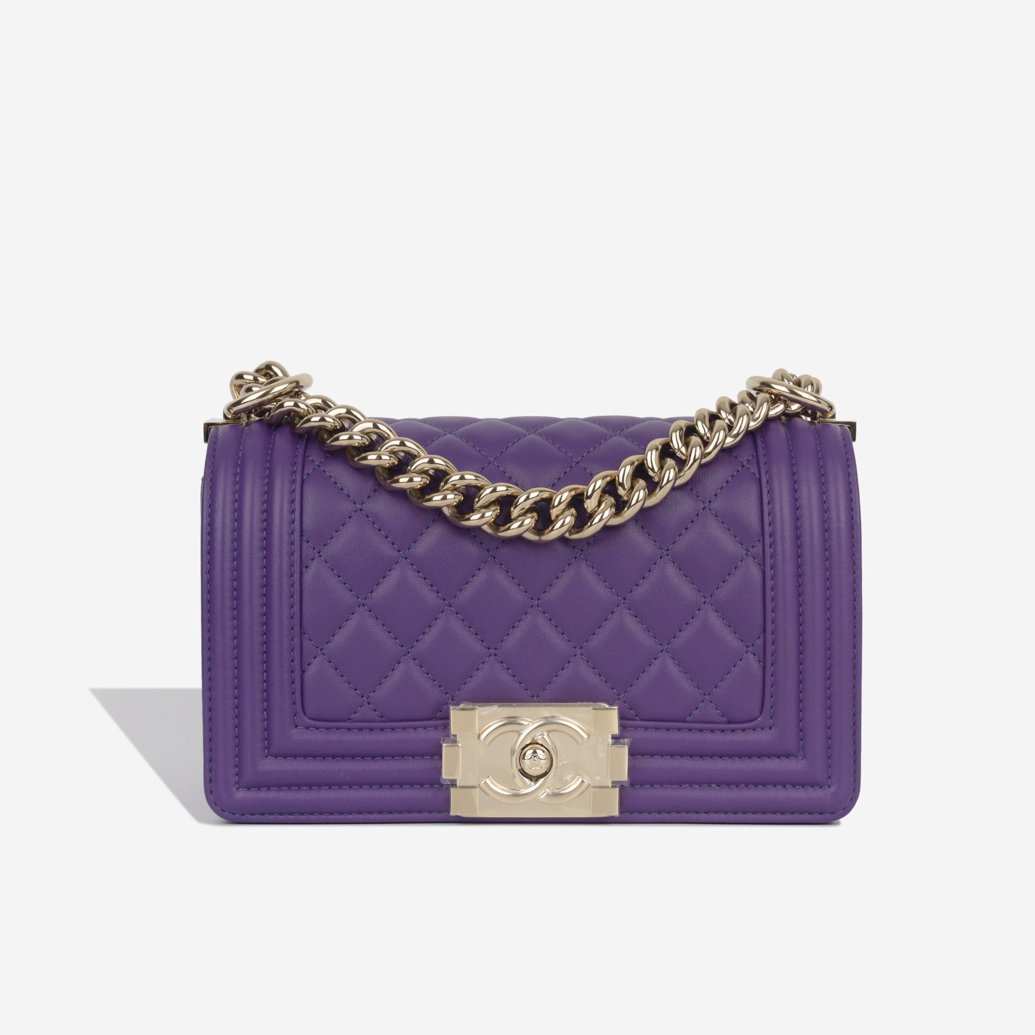 Chanel Green/Purple Quilted Velvet and Tweed Small Boy Flap Bag Chanel