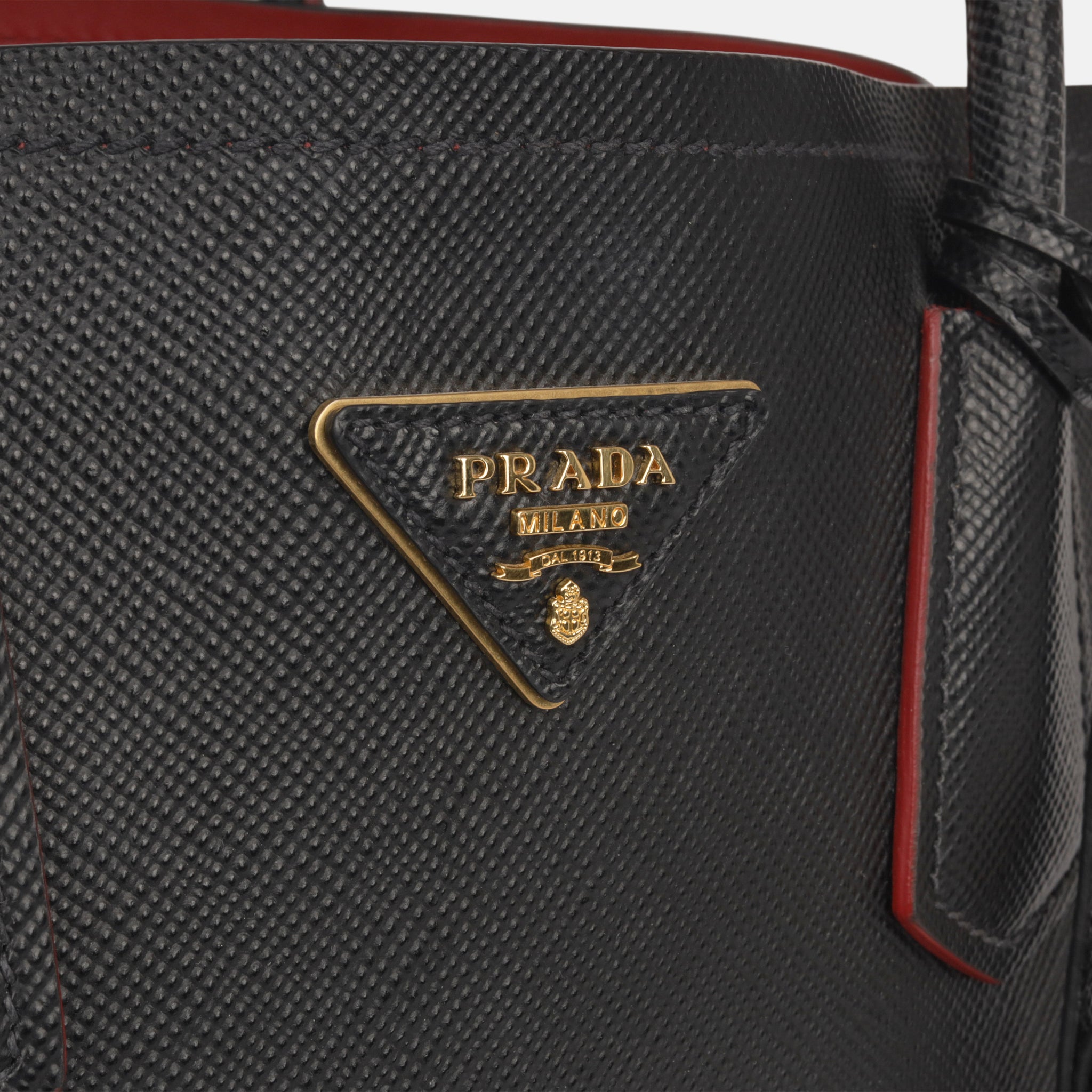Prada Grey Saffiano Leather Double Tote Medium QNBFGR3RM7001