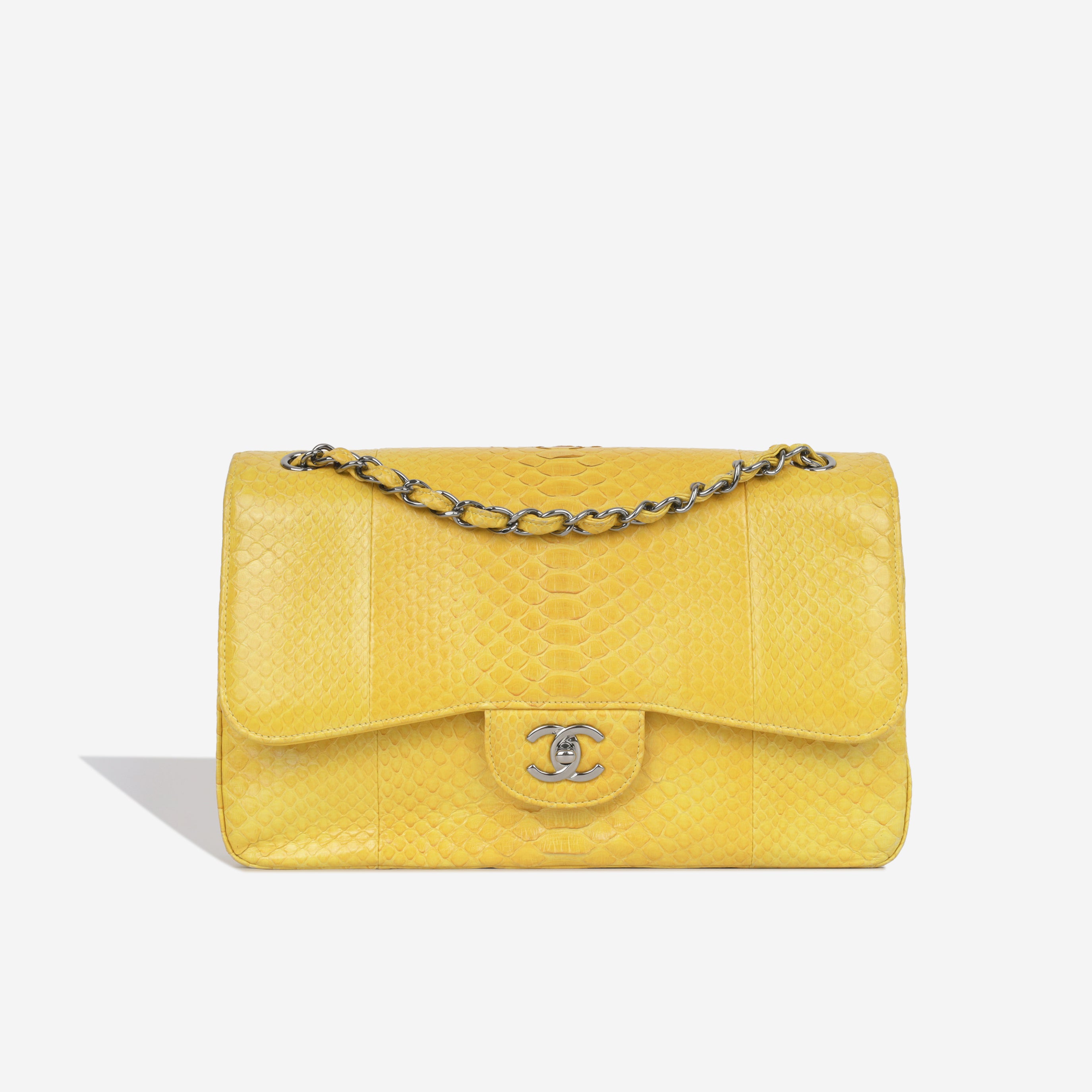 Teal Python Chanel Chanel - Classic Flap Bag - Jumbo - Yellow Python - SHW - Pre Loved ...