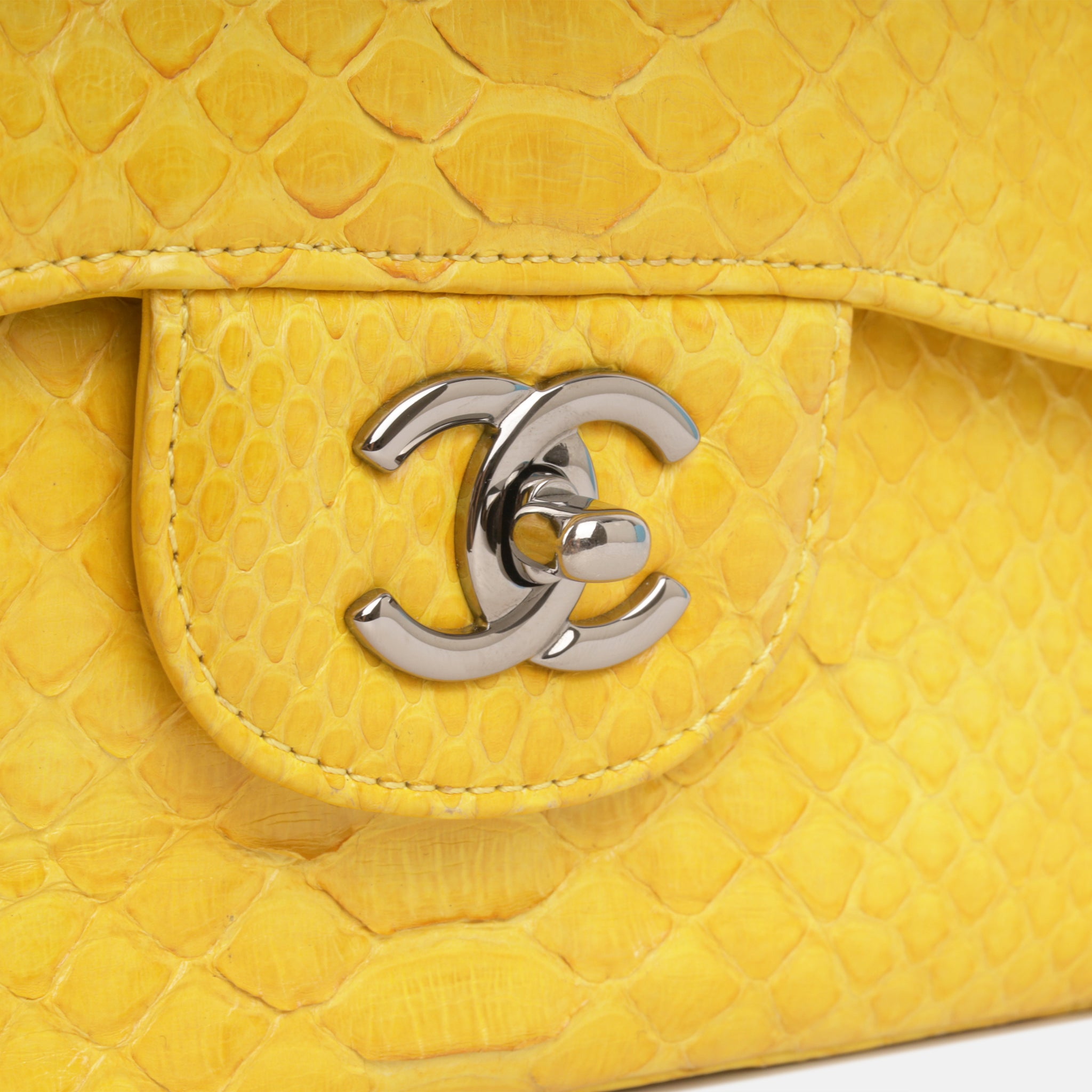 Teal Python Chanel Chanel - Classic Flap Bag - Jumbo - Yellow Python - SHW - Pre Loved ...