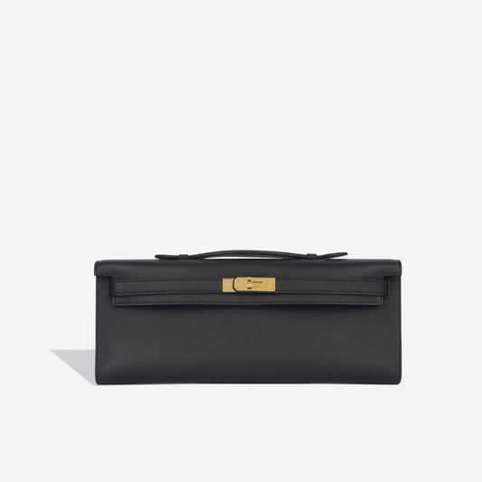Kelly Cut Clutch - Noir Swift