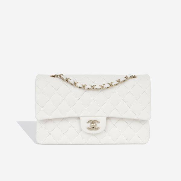 Chanel - Classic Flap Bag - Medium - White Caviar CGHW
