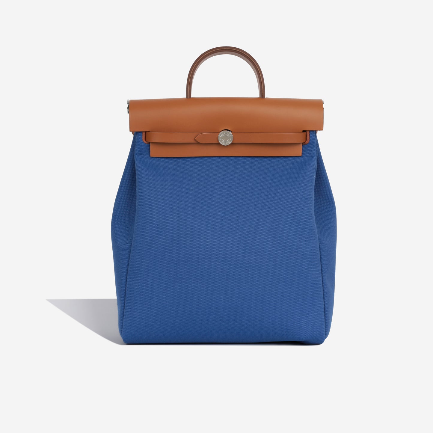 Hermes Herbag 31 Bleu Frida Canvas Tan Leather PHW Brand